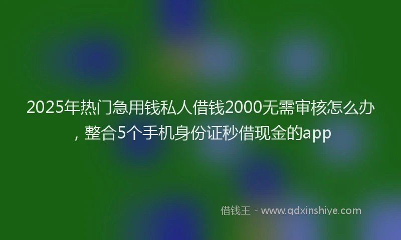 2025年热门急用钱私人借钱2000无需审核怎么办，整合5个手机身份证秒借现金的app