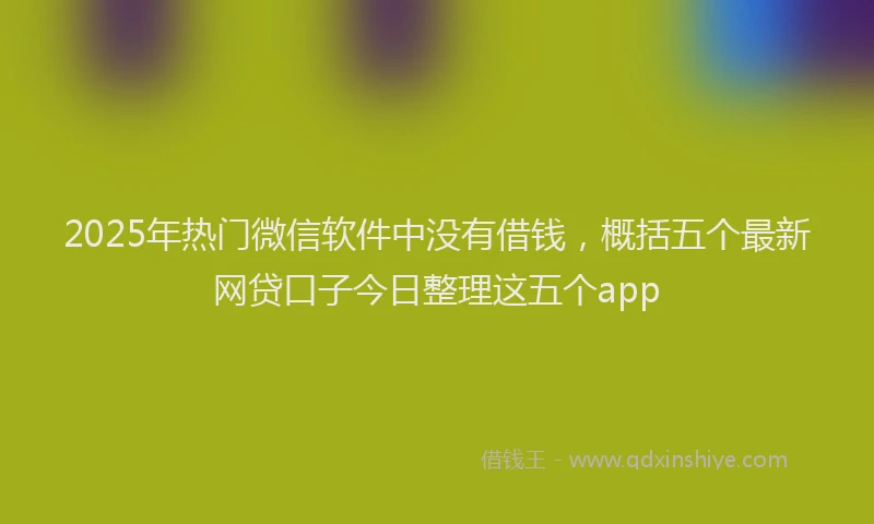 2025年热门微信软件中没有借钱，概括五个最新网贷口子今日整理这五个app