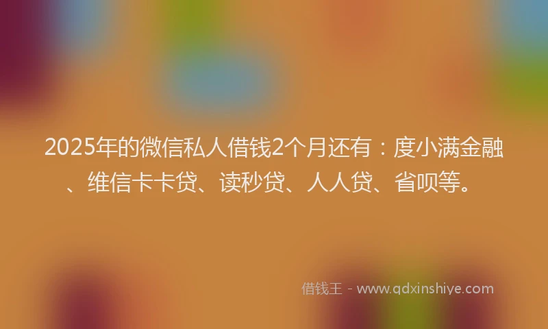 2025年的微信私人借钱2个月还有：度小满金融、维信卡卡贷、读秒贷、人人贷、省呗等。