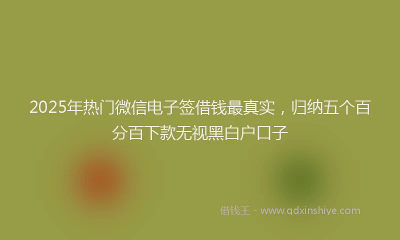 2025年热门微信电子签借钱最真实，归纳五个百分百下款无视黑白户口子