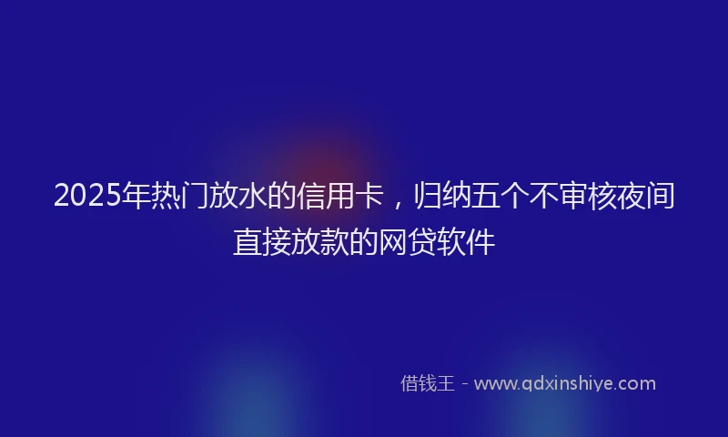 2025年热门放水的信用卡，归纳五个不审核夜间直接放款的网贷软件