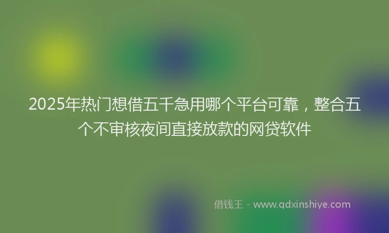 2025年热门想借五千急用哪个平台可靠，整合五个不审核夜间直接放款的网贷软件