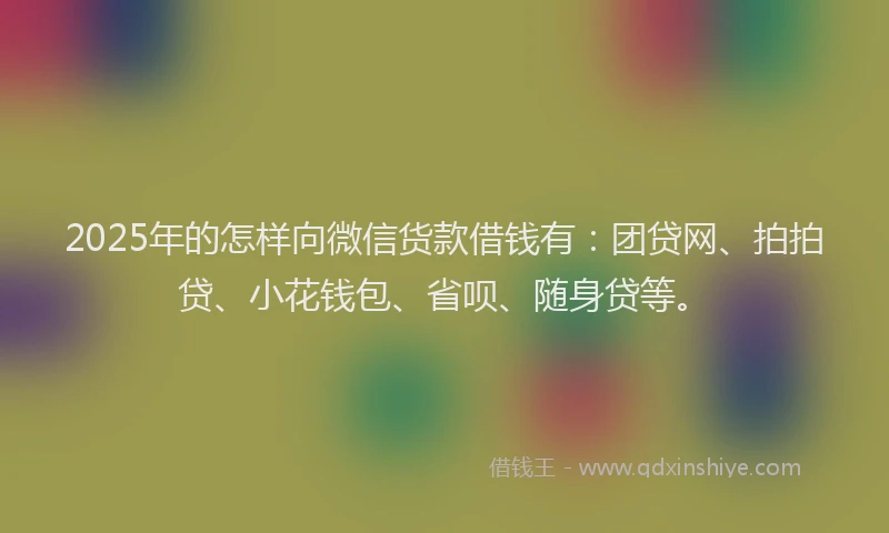 2025年的怎样向微信货款借钱有：团贷网、拍拍贷、小花钱包、省呗、随身贷等。