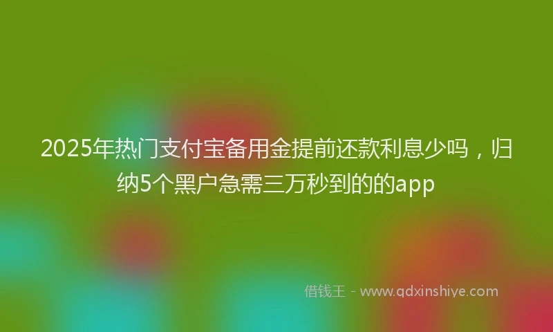 2025年热门支付宝备用金提前还款利息少吗，归纳5个黑户急需三万秒到的的app