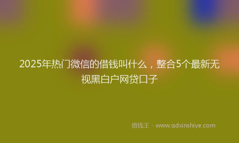 2025年热门微信的借钱叫什么，整合5个最新无视黑白户网贷口子