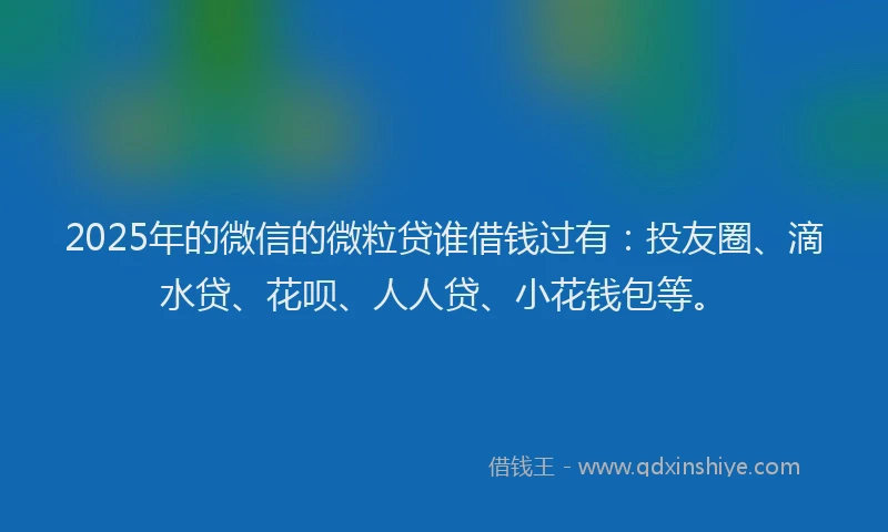 2025年的微信的微粒贷谁借钱过有：投友圈、滴水贷、花呗、人人贷、小花钱包等。