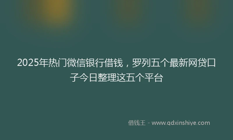 2025年热门微信银行借钱，罗列五个最新网贷口子今日整理这五个平台