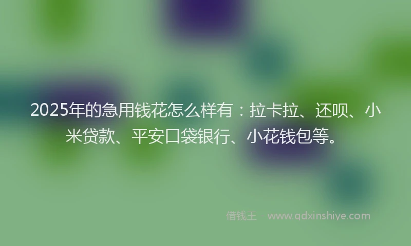 2025年的急用钱花怎么样有：拉卡拉、还呗、小米贷款、平安口袋银行、小花钱包等。