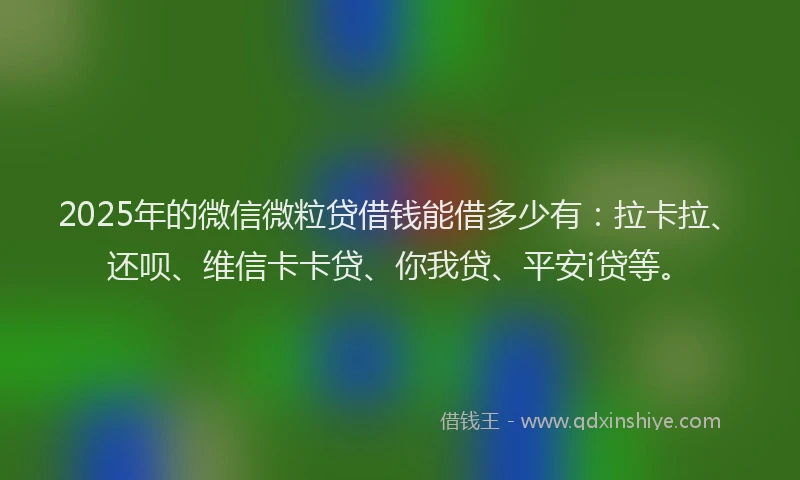 2025年的微信微粒贷借钱能借多少有：拉卡拉、还呗、维信卡卡贷、你我贷、平安i贷等。
