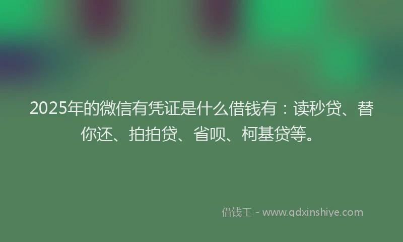 2025年的微信有凭证是什么借钱有：读秒贷、替你还、拍拍贷、省呗、柯基贷等。
