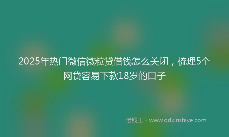 2025年热门微信微粒贷借钱怎么关闭，梳理5个网贷容易下款18岁的口子