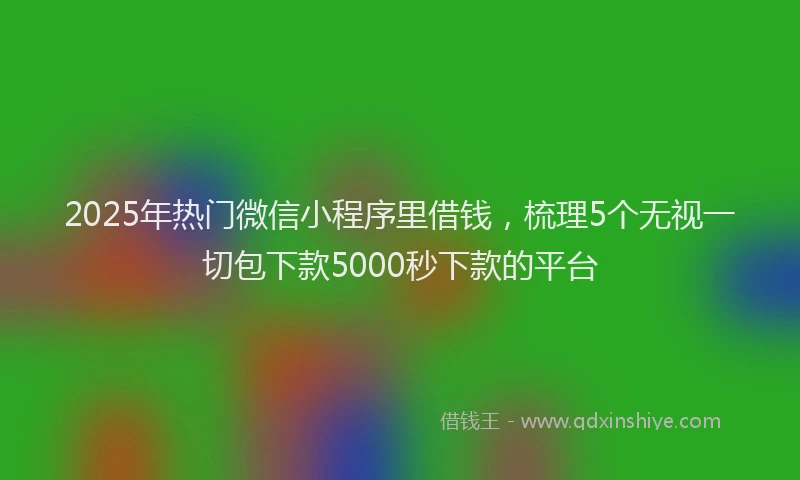 2025年热门微信小程序里借钱，梳理5个无视一切包下款5000秒下款的平台