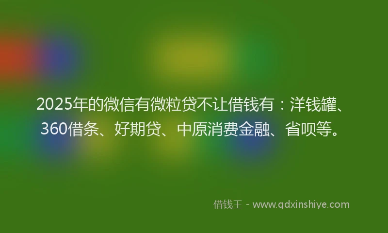 2025年的微信有微粒贷不让借钱有：洋钱罐、360借条、好期贷、中原消费金融、省呗等。
