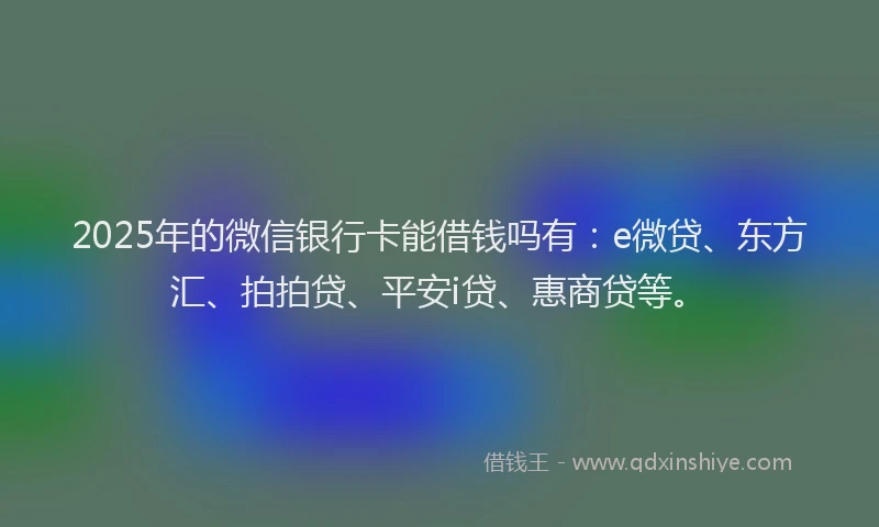 2025年的微信银行卡能借钱吗有：e微贷、东方汇、拍拍贷、平安i贷、惠商贷等。