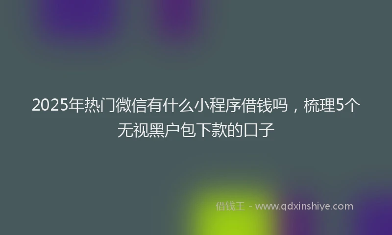 2025年热门微信有什么小程序借钱吗，梳理5个无视黑户包下款的口子