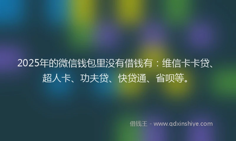 2025年的微信钱包里没有借钱有：维信卡卡贷、超人卡、功夫贷、快贷通、省呗等。