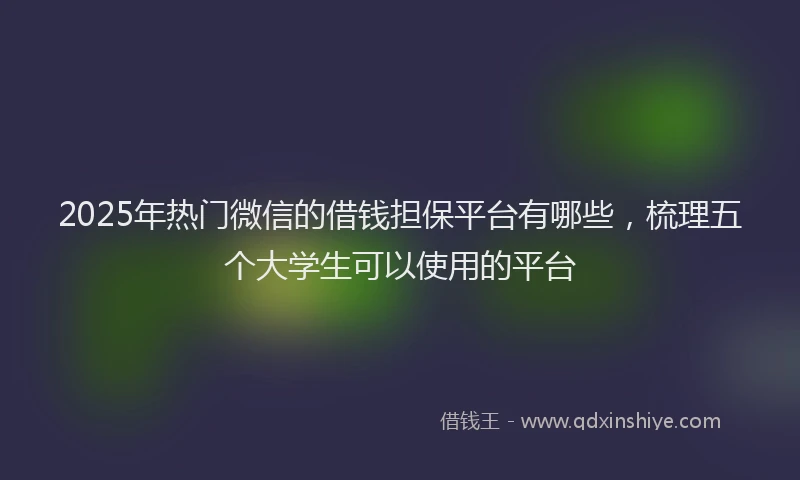 2025年热门微信的借钱担保平台有哪些，梳理五个大学生可以使用的平台