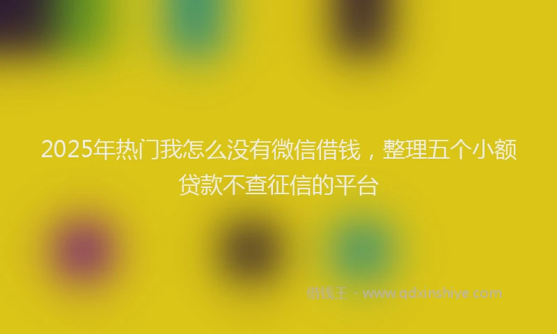 2025年热门我怎么没有微信借钱，整理五个小额贷款不查征信的平台