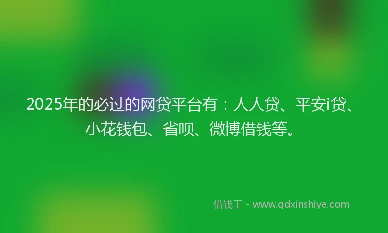 2025年的必过的网贷平台有：人人贷、平安i贷、小花钱包、省呗、微博借钱等。