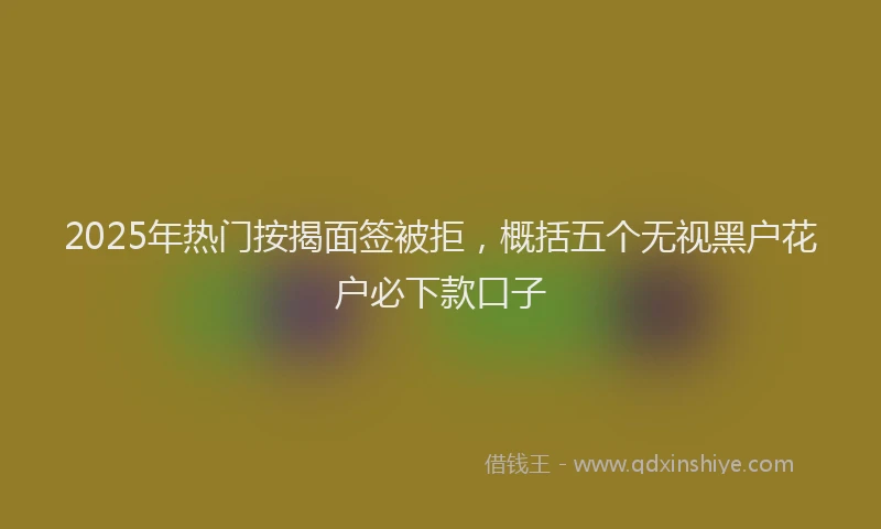 2025年热门按揭面签被拒，概括五个无视黑户花户必下款口子