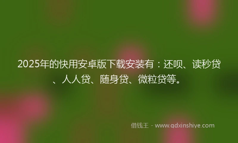 2025年的快用安卓版下载安装有：还呗、读秒贷、人人贷、随身贷、微粒贷等。
