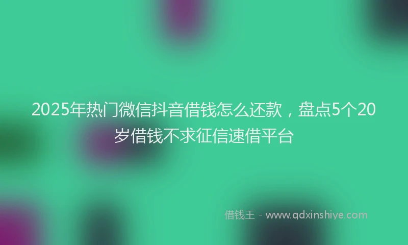 2025年热门微信抖音借钱怎么还款，盘点5个20岁借钱不求征信速借平台