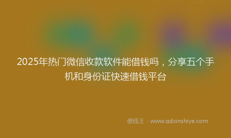 2025年热门微信收款软件能借钱吗，分享五个手机和身份证快速借钱平台