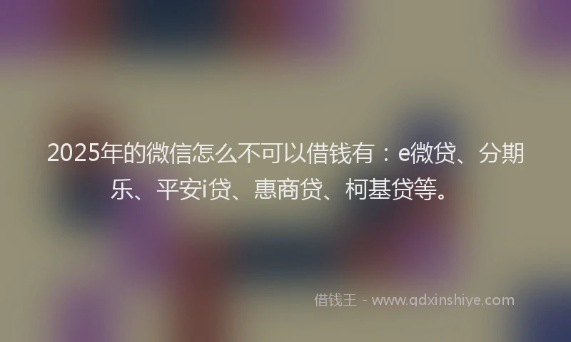 2025年的微信怎么不可以借钱有：e微贷、分期乐、平安i贷、惠商贷、柯基贷等。