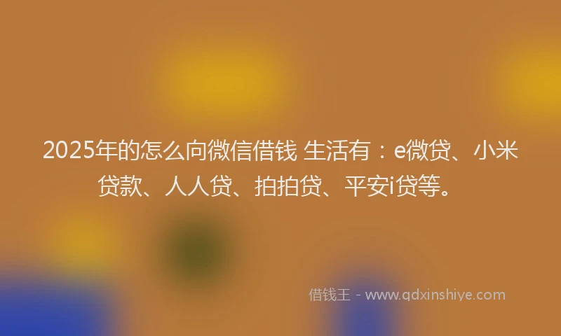 2025年的怎么向微信借钱 生活有：e微贷、小米贷款、人人贷、拍拍贷、平安i贷等。