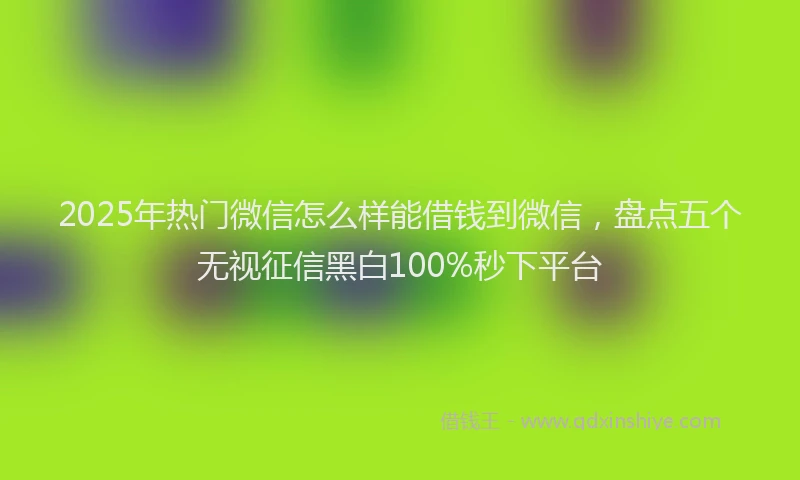 2025年热门微信怎么样能借钱到微信，盘点五个无视征信黑白100%秒下平台