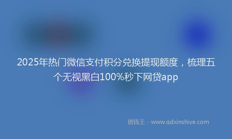 2025年热门微信支付积分兑换提现额度，梳理五个无视黑白100%秒下网贷app