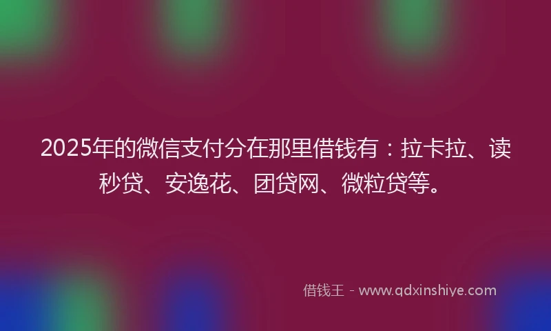 2025年的微信支付分在那里借钱有：拉卡拉、读秒贷、安逸花、团贷网、微粒贷等。