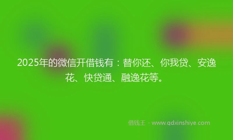 2025年的微信开借钱有：替你还、你我贷、安逸花、快贷通、融逸花等。