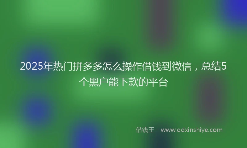 2025年热门拼多多怎么操作借钱到微信，总结5个黑户能下款的平台