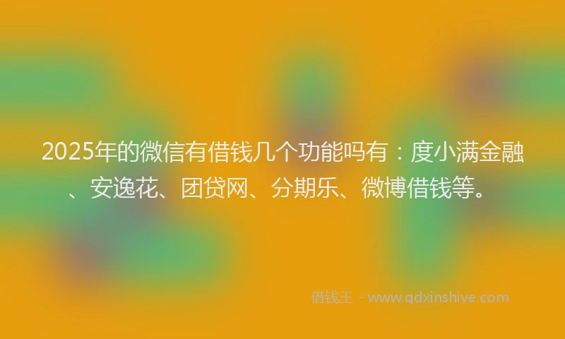 2025年的微信有借钱几个功能吗有：度小满金融、安逸花、团贷网、分期乐、微博借钱等。