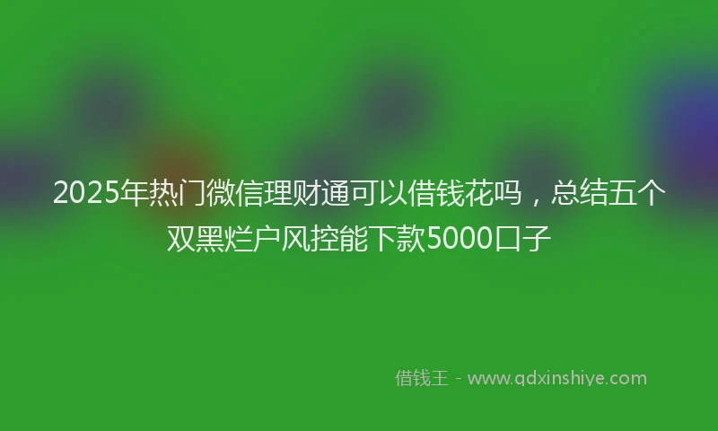 2025年热门微信理财通可以借钱花吗，总结五个双黑烂户风控能下款5000口子