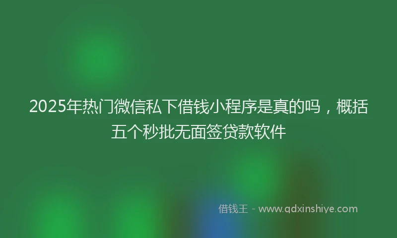 2025年热门微信私下借钱小程序是真的吗，概括五个秒批无面签贷款软件
