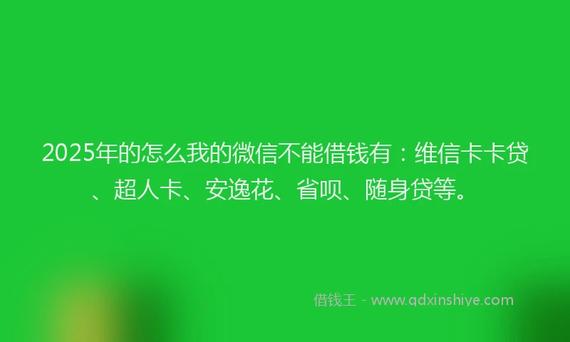 2025年的怎么我的微信不能借钱有：维信卡卡贷、超人卡、安逸花、省呗、随身贷等。