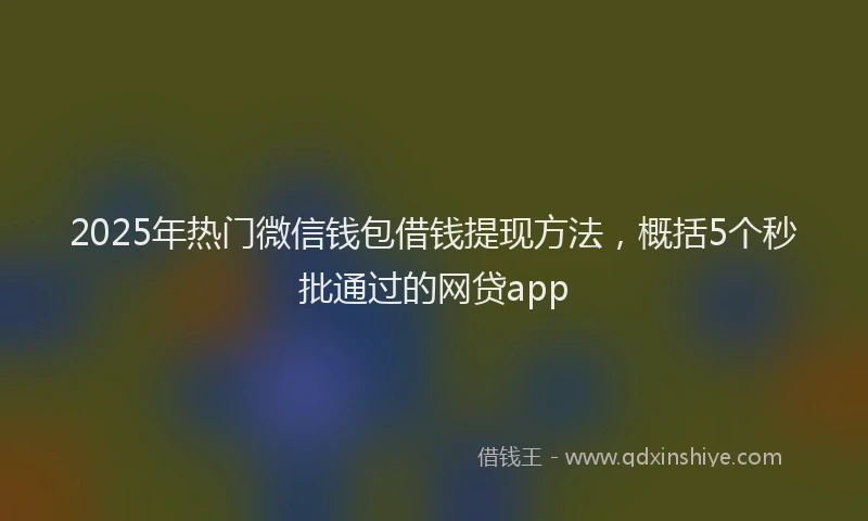 2025年热门微信钱包借钱提现方法，概括5个秒批通过的网贷app