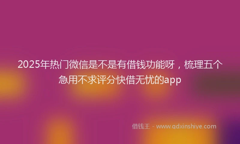 2025年热门微信是不是有借钱功能呀，梳理五个急用不求评分快借无忧的app