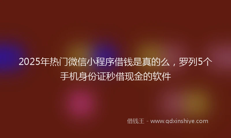 2025年热门微信小程序借钱是真的么，罗列5个手机身份证秒借现金的软件