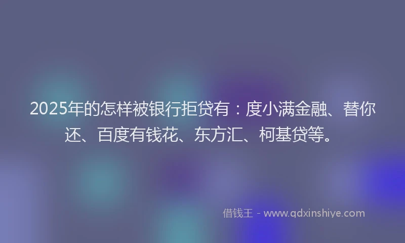 2025年的怎样被银行拒贷有：度小满金融、替你还、百度有钱花、东方汇、柯基贷等。