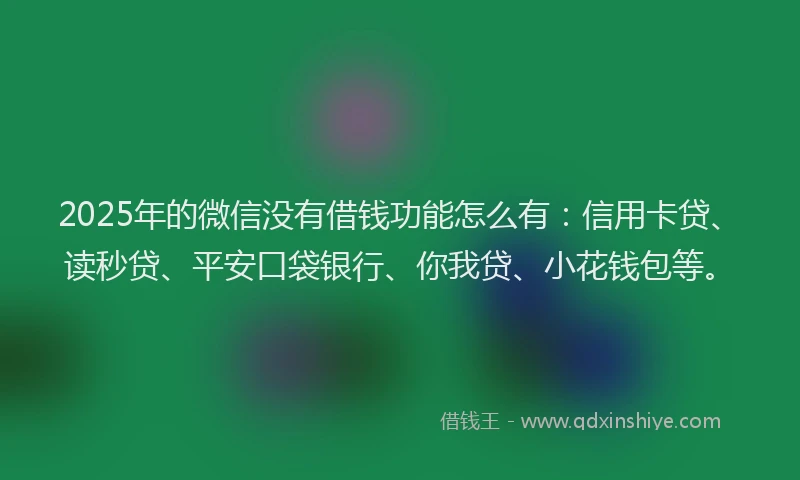 2025年的微信没有借钱功能怎么有：信用卡贷、读秒贷、平安口袋银行、你我贷、小花钱包等。