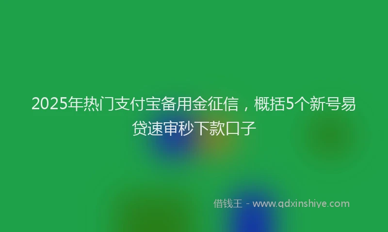 2025年热门支付宝备用金征信，概括5个新号易贷速审秒下款口子