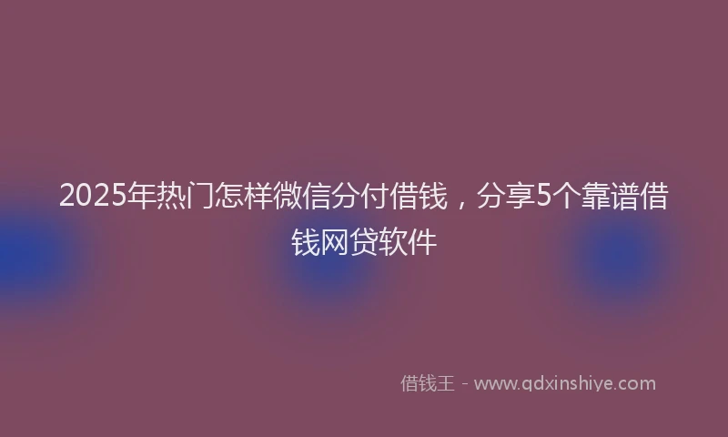 2025年热门怎样微信分付借钱，分享5个靠谱借钱网贷软件