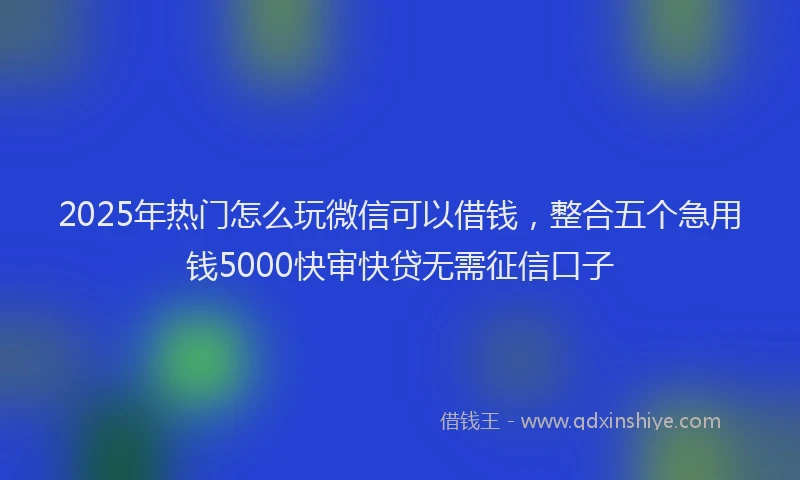 2025年热门怎么玩微信可以借钱，整合五个急用钱5000快审快贷无需征信口子