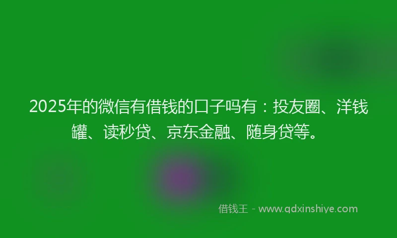 2025年的微信有借钱的口子吗有：投友圈、洋钱罐、读秒贷、京东金融、随身贷等。