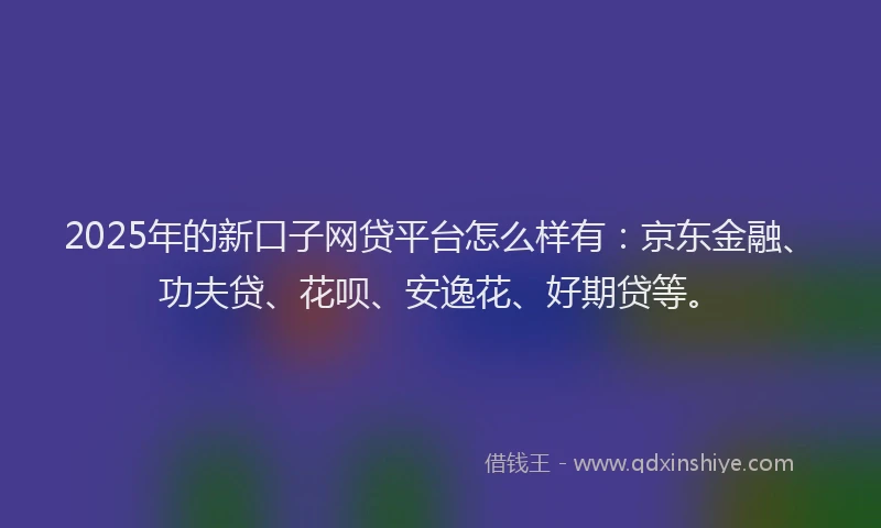 2025年的新口子网贷平台怎么样有：京东金融、功夫贷、花呗、安逸花、好期贷等。