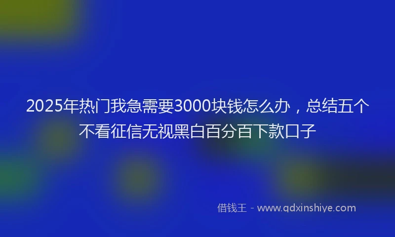2025年热门我急需要3000块钱怎么办，总结五个不看征信无视黑白百分百下款口子
