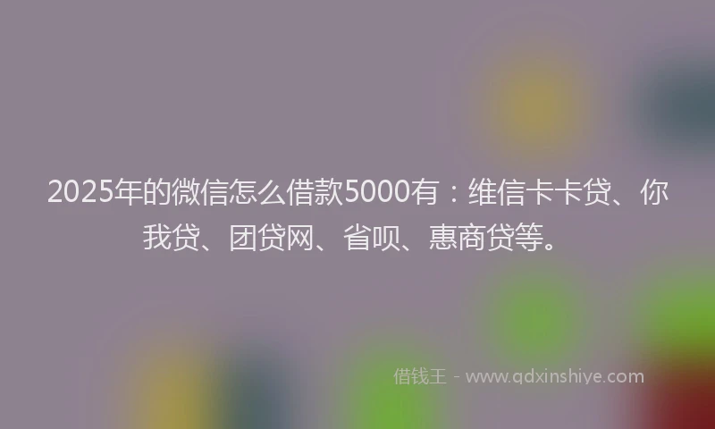 2025年的微信怎么借款5000有：维信卡卡贷、你我贷、团贷网、省呗、惠商贷等。